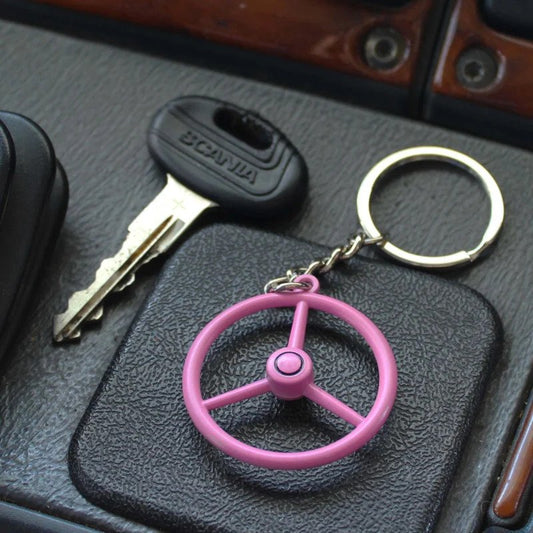 3 Spoke Steering Wheel - Pink Keychain