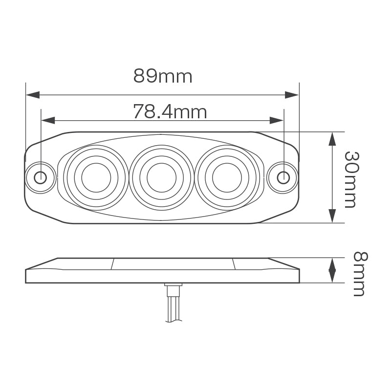 LED Autolamps R65 Low-Profile 3-LED Amber Warning Lamp - One Stop Truck Accessories Ltd