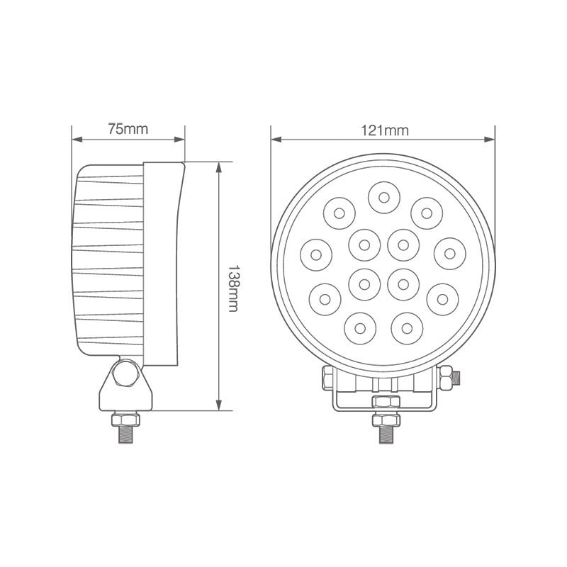 LED Autolamps Red Line Range LED 39W Round Flood Lamp - One Stop Truck Accessories Ltd