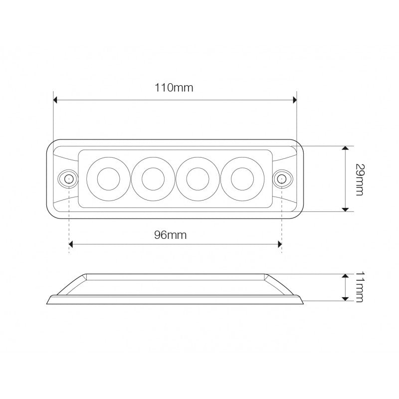 LED Autolamps Super-Slim Warning Lamp - 4-LED - One Stop Truck Accessories Ltd